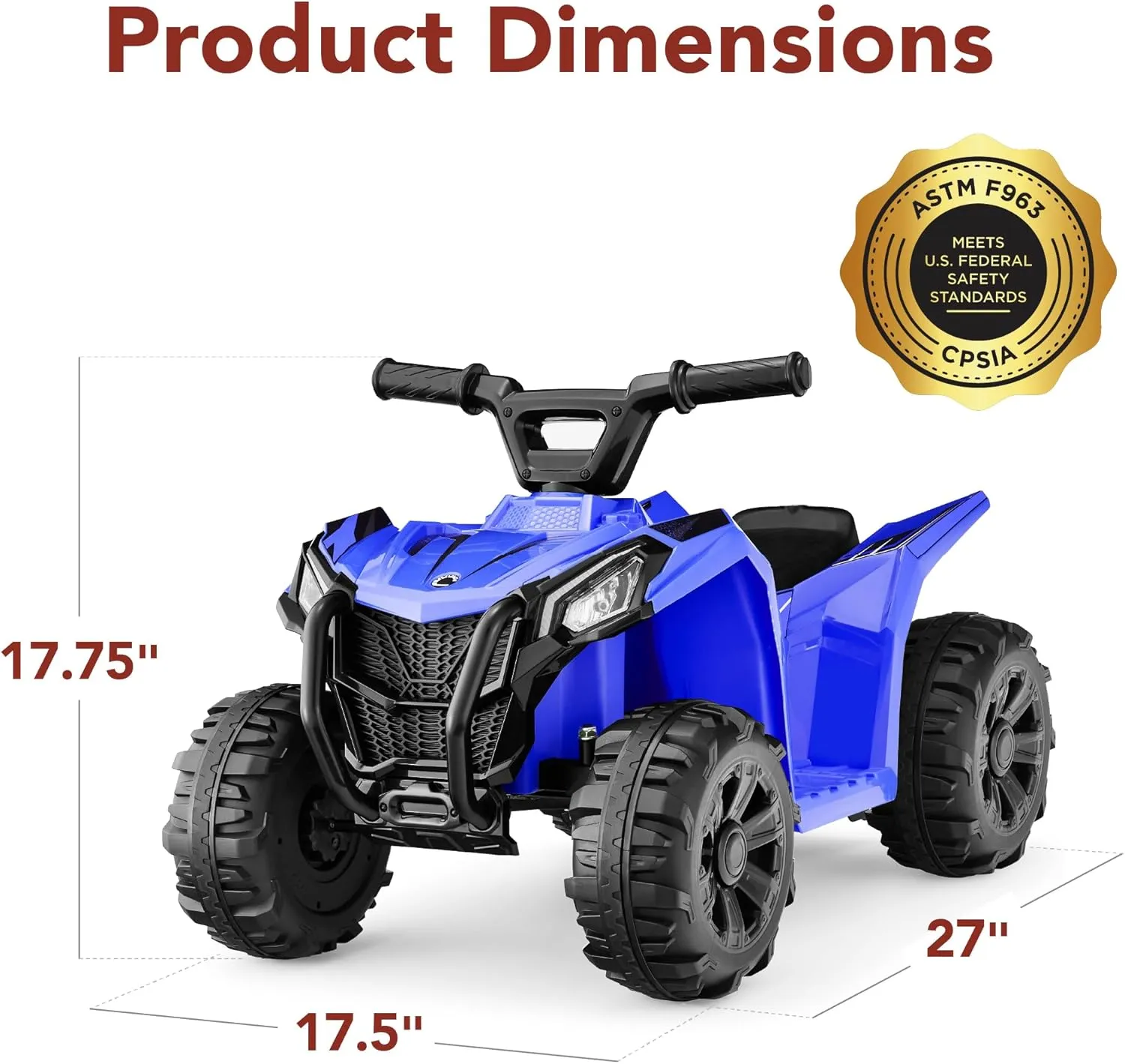 Best Choice Products 6V Kids Ride On Toy, 4-Wheeler Quad ATV Play Car w/ 1.8MPH Max Speed, Treaded Tires, Rubber Handles, Push-Button Accelerator - Blue