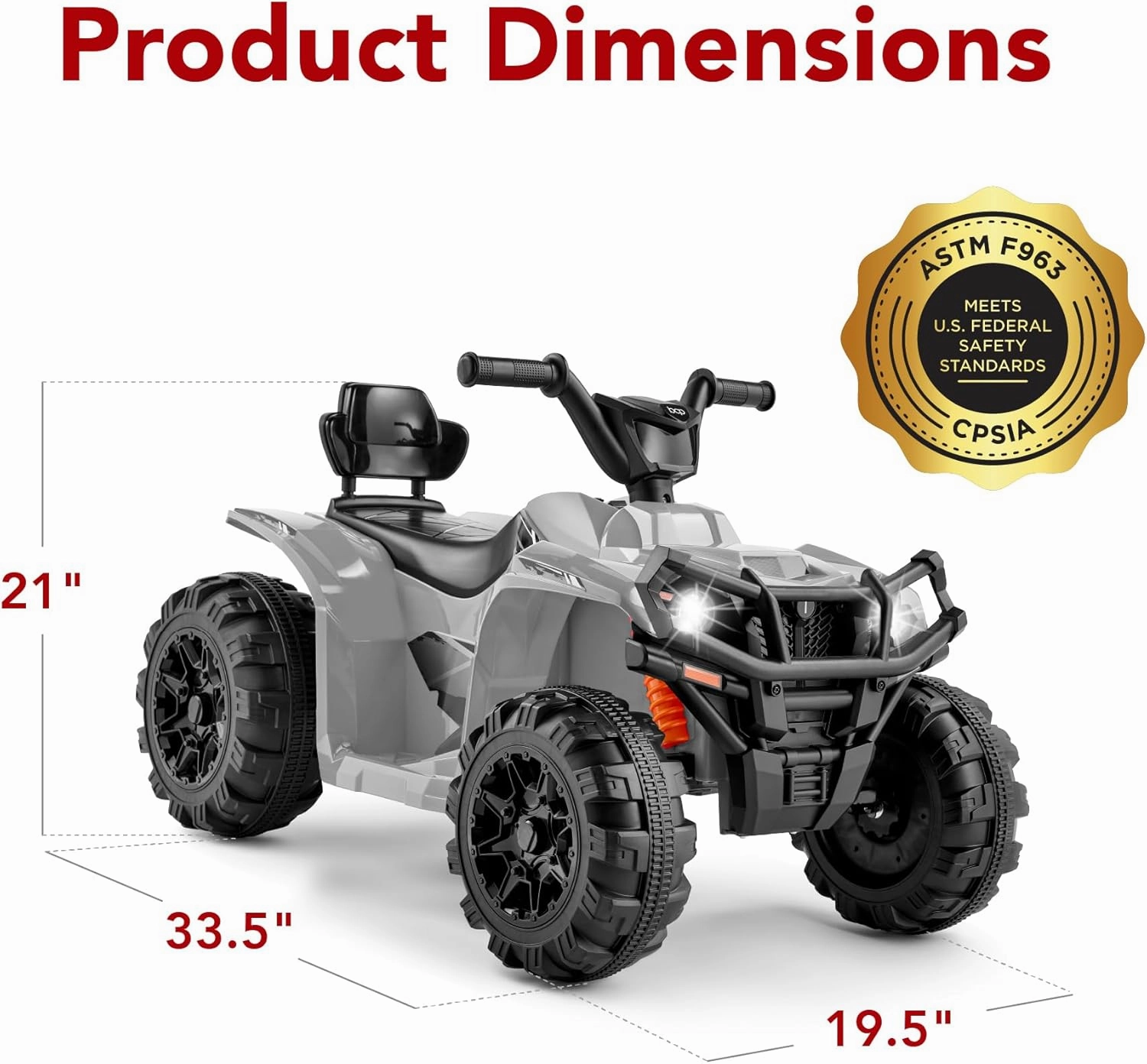 Best Choice Products 12V Kids Ride-On Electric ATV, 4-Wheeler Quad Car Toy w/Bluetooth Audio, 2.4mph Max Speed, Treaded Tires, LED Headlights, Radio - Gray