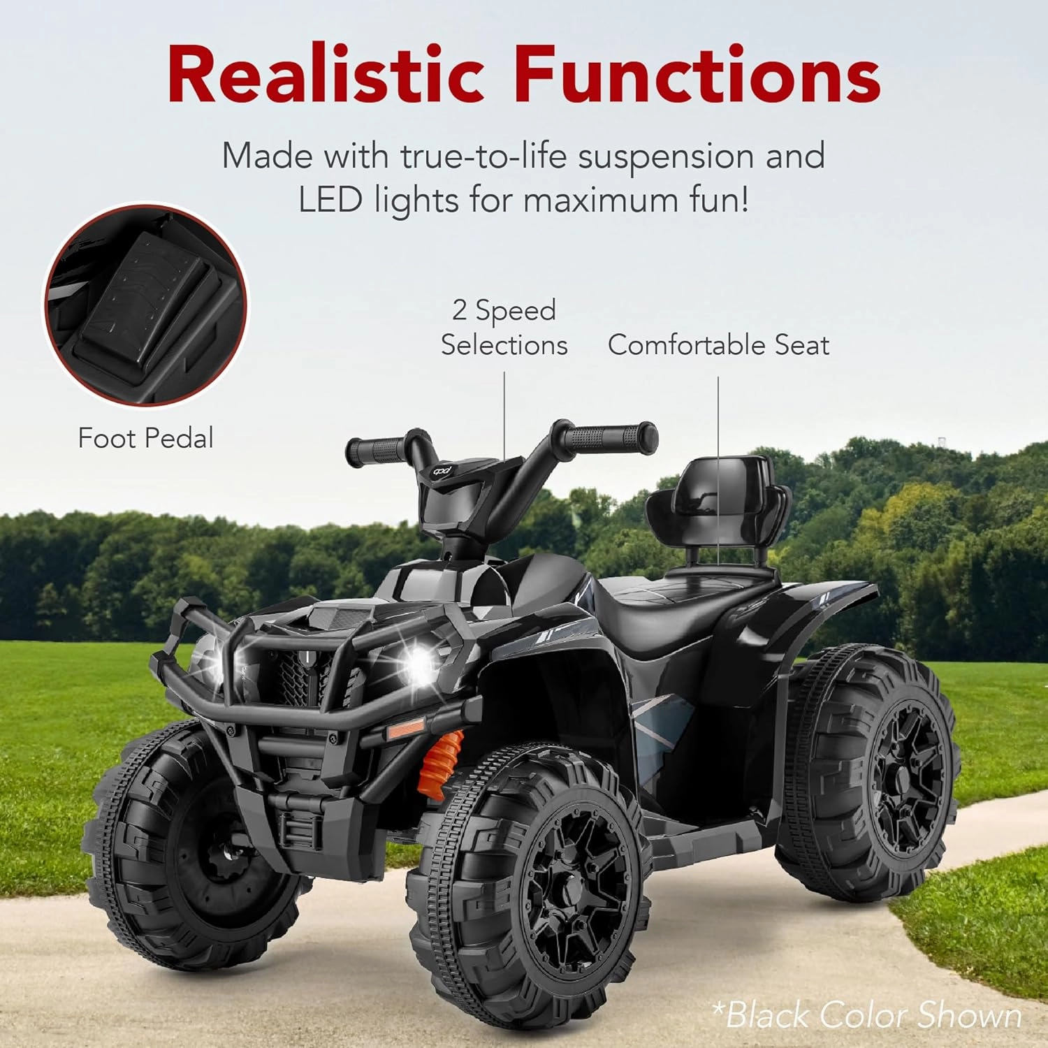 Best Choice Products 12V Kids Ride-On Electric ATV, 4-Wheeler Quad Car Toy w/Bluetooth Audio, 2.4mph Max Speed, Treaded Tires, LED Headlights, Radio - Hot Pink