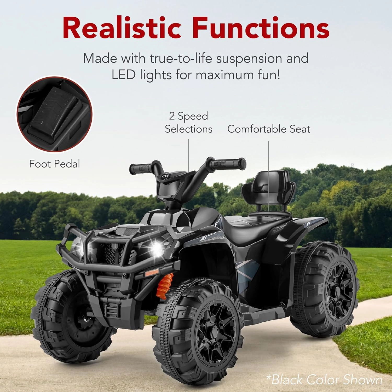 Best Choice Products 12V Kids Ride-On Electric ATV, 4-Wheeler Quad Car Toy w/Bluetooth Audio, 2.4mph Max Speed, Treaded Tires, LED Headlights, Radio - Hot Pink