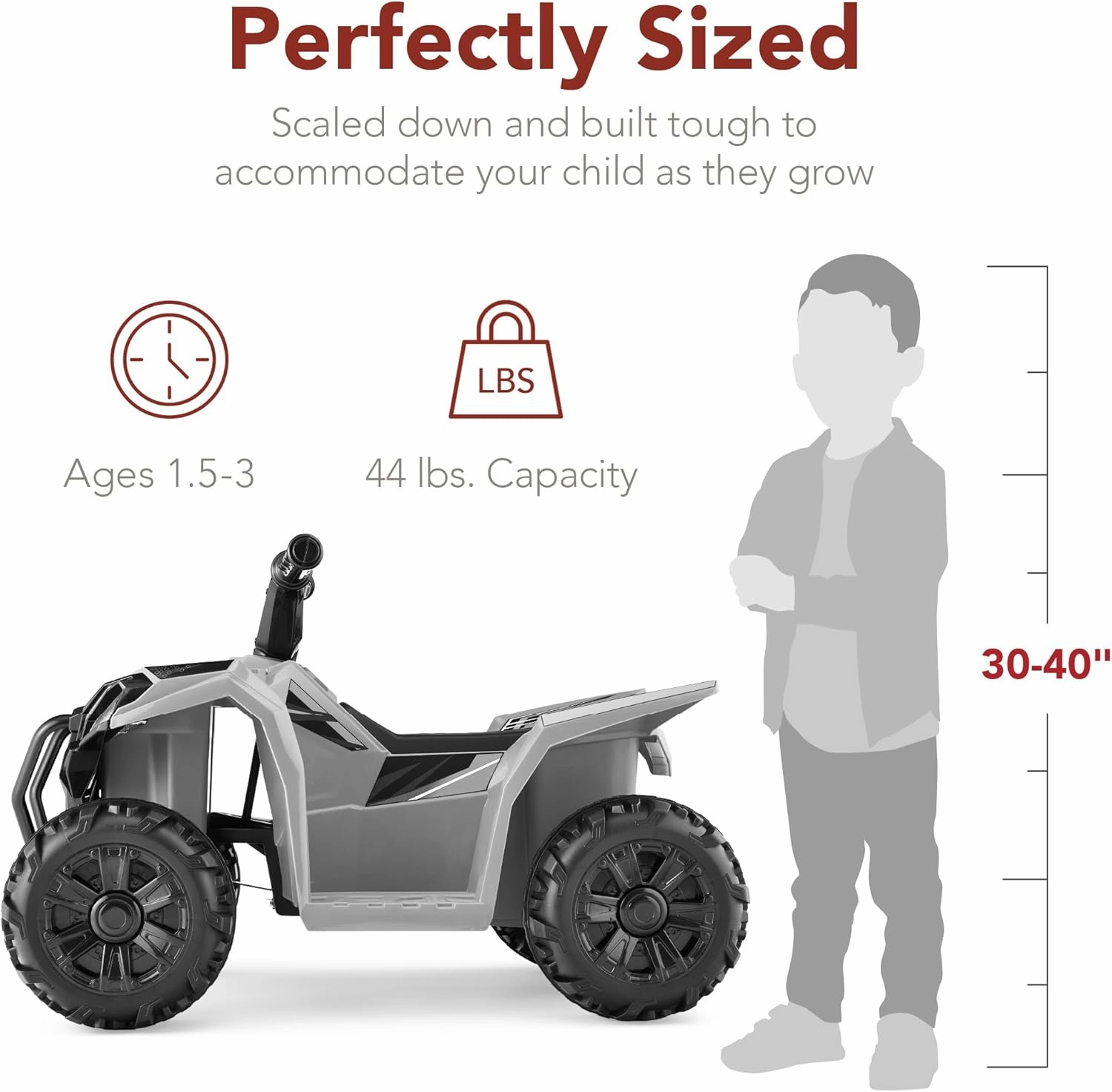 Best Choice Products 6V Kids Ride On Toy, 4-Wheeler Quad ATV Play Car w/ 1.8MPH Max Speed, Treaded Tires, Rubber Handles, Push-Button Accelerator - Gray