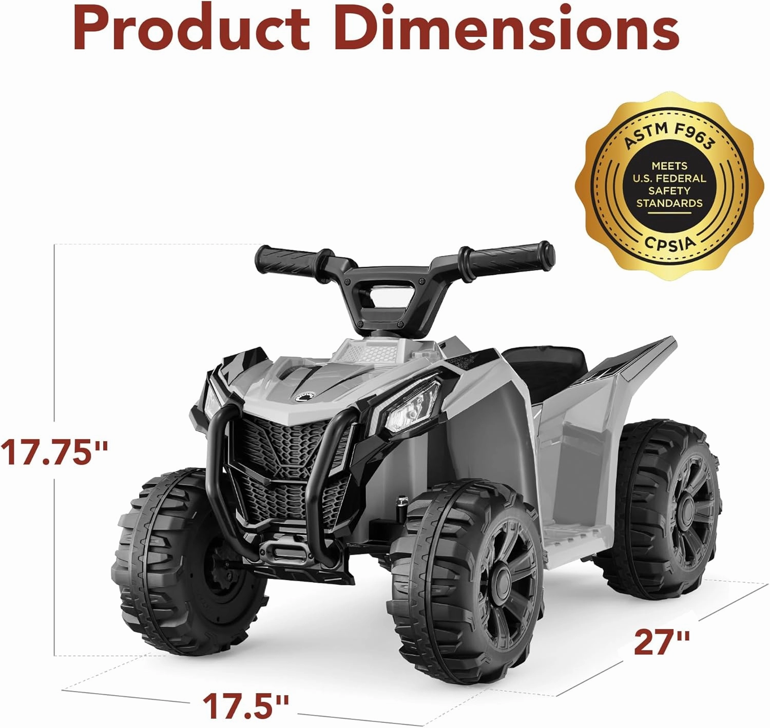 Best Choice Products 6V Kids Ride On Toy, 4-Wheeler Quad ATV Play Car w/ 1.8MPH Max Speed, Treaded Tires, Rubber Handles, Push-Button Accelerator - Gray