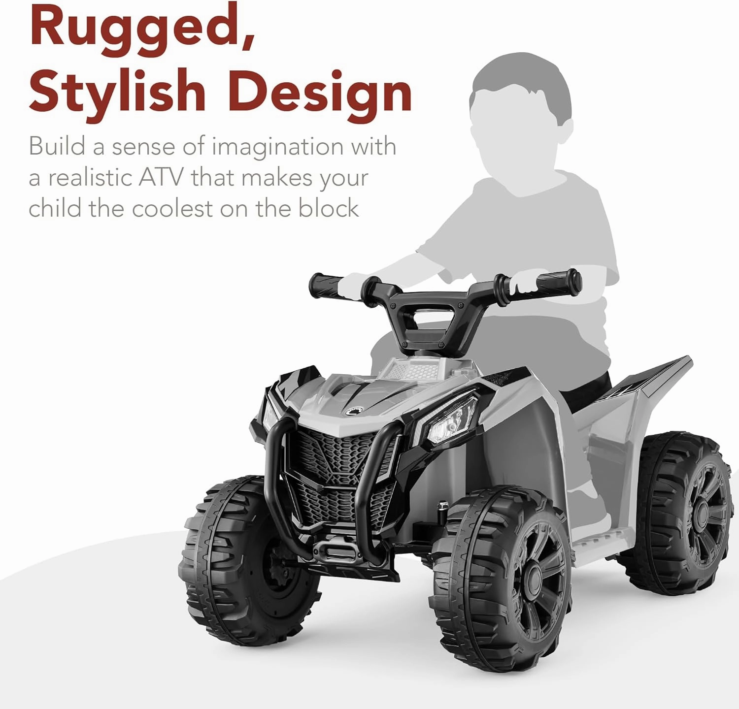 Best Choice Products 6V Kids Ride On Toy, 4-Wheeler Quad ATV Play Car w/ 1.8MPH Max Speed, Treaded Tires, Rubber Handles, Push-Button Accelerator - Gray