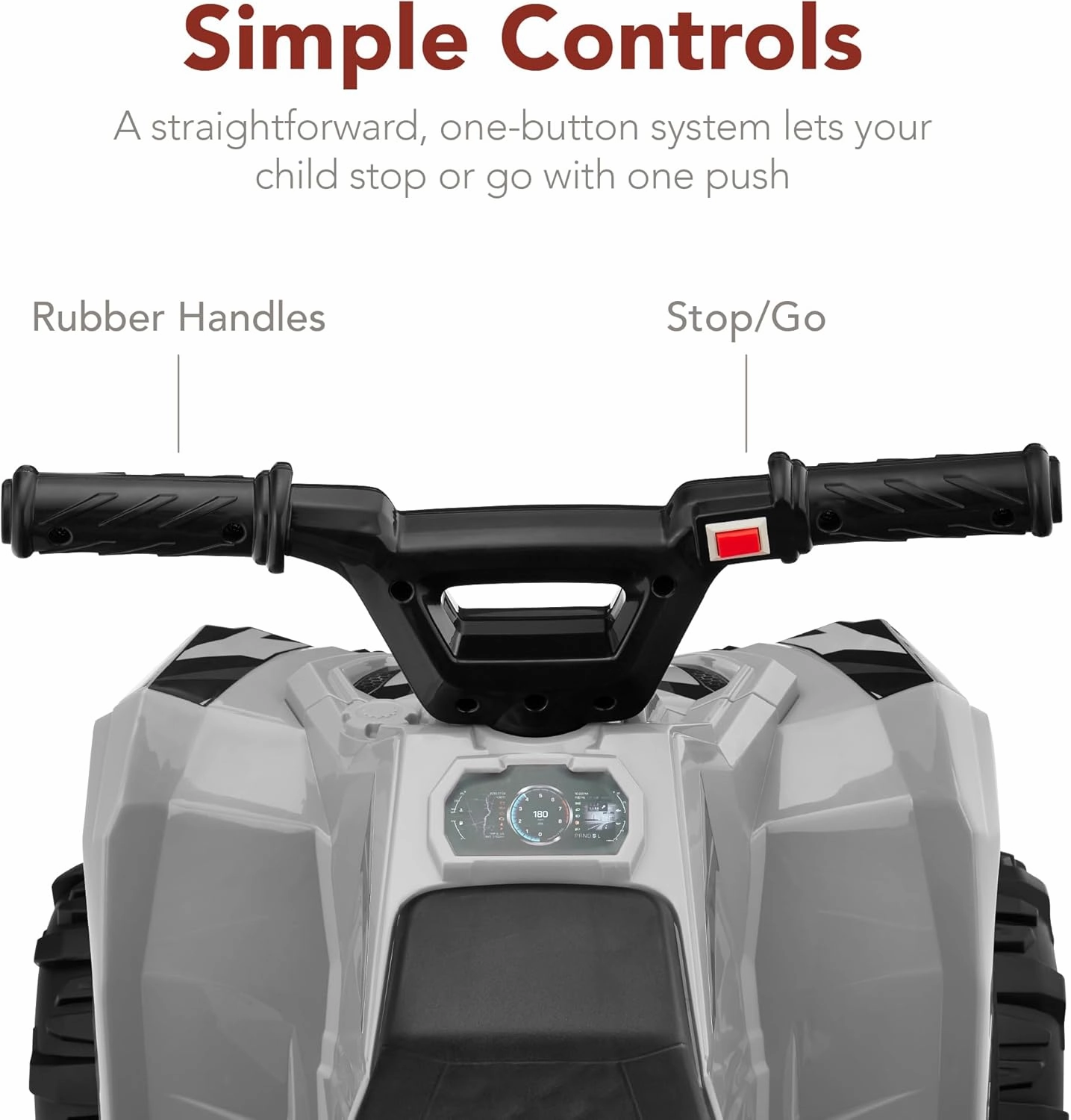 Best Choice Products 6V Kids Ride On Toy, 4-Wheeler Quad ATV Play Car w/ 1.8MPH Max Speed, Treaded Tires, Rubber Handles, Push-Button Accelerator - Gray