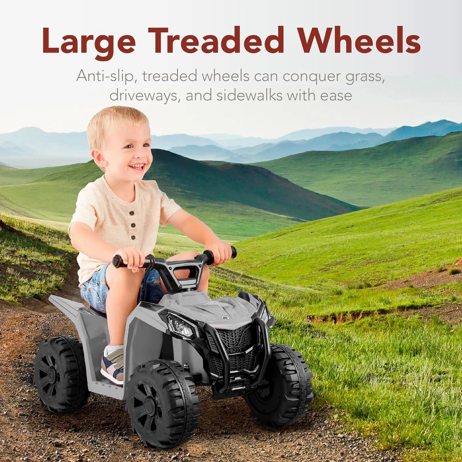 Best Choice Products 6V Kids Ride On Toy, 4-Wheeler Quad ATV Play Car w/ 1.8MPH Max Speed, Treaded Tires, Rubber Handles, Push-Button Accelerator - Gray