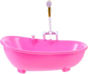 BESTonZON Electric Doll Bathing Tub, Baby Doll Bathtub Dollhouse Bathtub Water Spraying Bathtub with Shower Sprayer, Dollhouse Bathroom Accessories Doll Pretend Play Toy for Kids No Battery Pink
