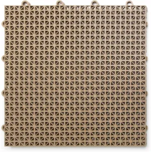 Big Floors DuraGrid Outdoor Modular Deck Tiles, Interlocking, Slip-Resistant, Self-Draining, Durable Plastic Flooring, Easy Install, UV & Water Resistant, Made in USA, 24 Pack, Beige