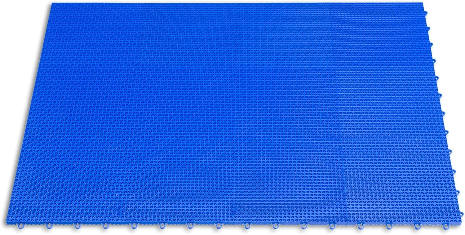 Big Floors DuraGrid Outdoor Modular Deck Tiles, Interlocking, Slip-Resistant, Self-Draining, Durable Plastic Flooring, Easy Install, UV & Water Resistant, Made in USA, 24 Pack, Beige