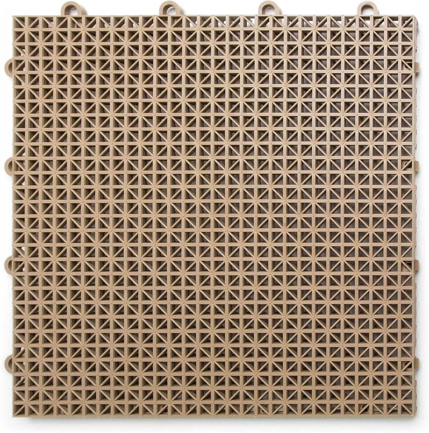 Big Floors DuraGrid Outdoor Modular Deck Tiles, Interlocking, Slip-Resistant, Self-Draining, Durable Plastic Flooring, Easy Install, UV & Water Resistant, Made in USA, 24 Pack, Beige