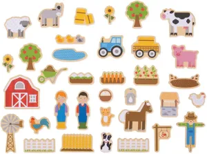 Bigjigs Toys Wooden Farm Magnets - 35 Magnets