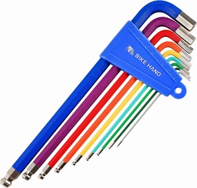 BikeHand Heavy Duty Precise Durable Head Hex Allen Wrenches Set - 9 Pieces - with Long Arm Ball End - 1.5/2/2.5/3/4/5/6/8/10mm - for Home or Bike Bicycle - Colored or Silver