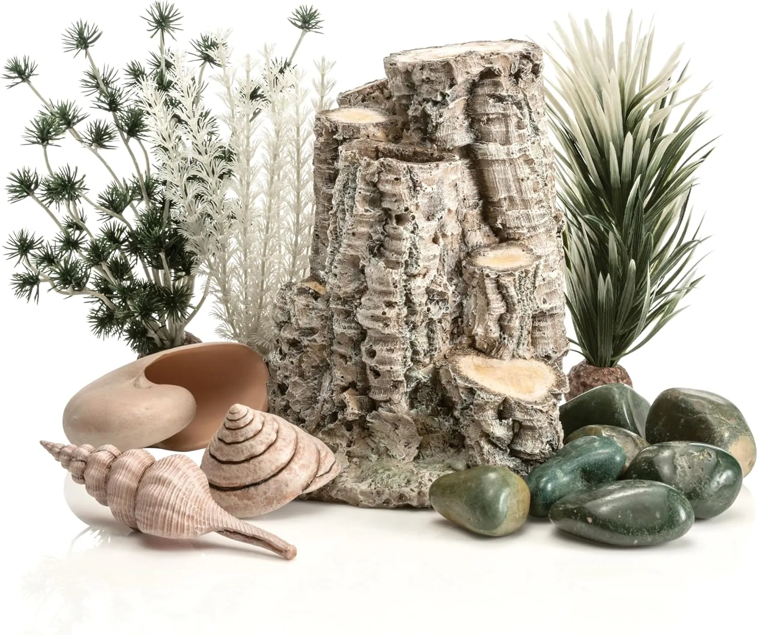 biOrb Forest Rhythm Décor Set, Silver/Green/Natural, Fish Friendly Décor for Aquariums