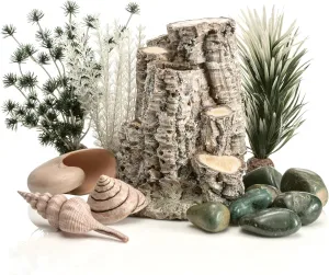 biOrb Forest Rhythm Décor Set, Silver/Green/Natural, Fish Friendly Décor for Aquariums