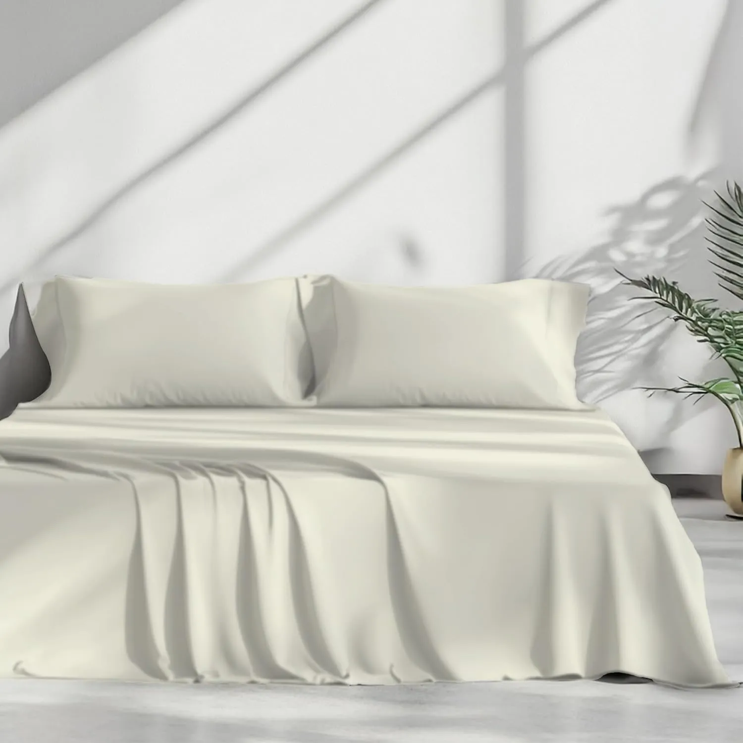 Birch & Moon 100% Certified Egyptian Cotton Sheets - 1200 Thread Count Egyptian Cotton Sheets Queen Size Bed Set Deep Pockets, 4PC Queen Sheet Set Luxury Bed Sheets Fits up to 18' Mattress
