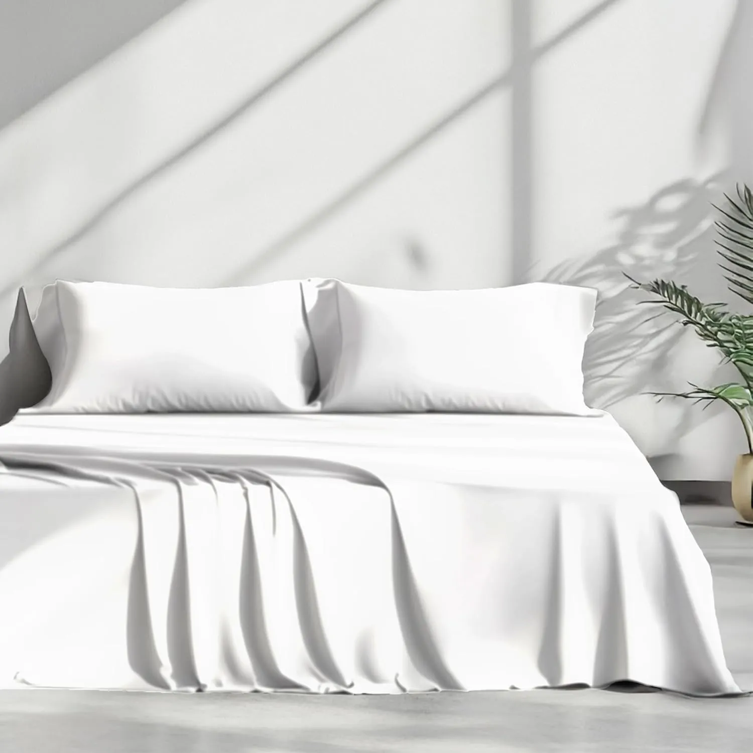 Birch & Moon 100% Certified Egyptian Cotton Sheets - 1200 Thread Count Egyptian Cotton Sheets Queen Size Bed Set Deep Pockets, 4PC Queen Sheet Set Luxury Bed Sheets Fits up to 18' Mattress
