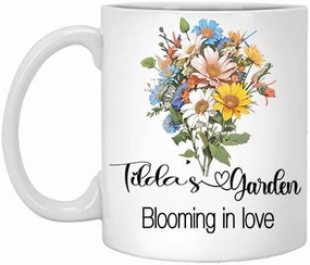 Birth Flower Personalized Gift Personalized Garden Mother's Day Gift Personalized Name Tilda's Garden Gift for Her Gifts for Her Grandma, Mom, Sister, Girl Gift White Mug 11 Oz White243652