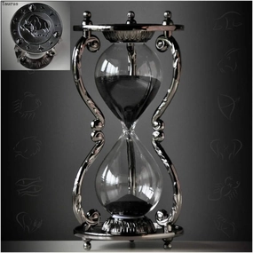Black Antique Decorative Hourglass Sand Timer - 30 Minute, Unique Vintage 12 Constellations Metal Art Hour Glass for Office Desk Home Decor - Birthday Gift,Taurus