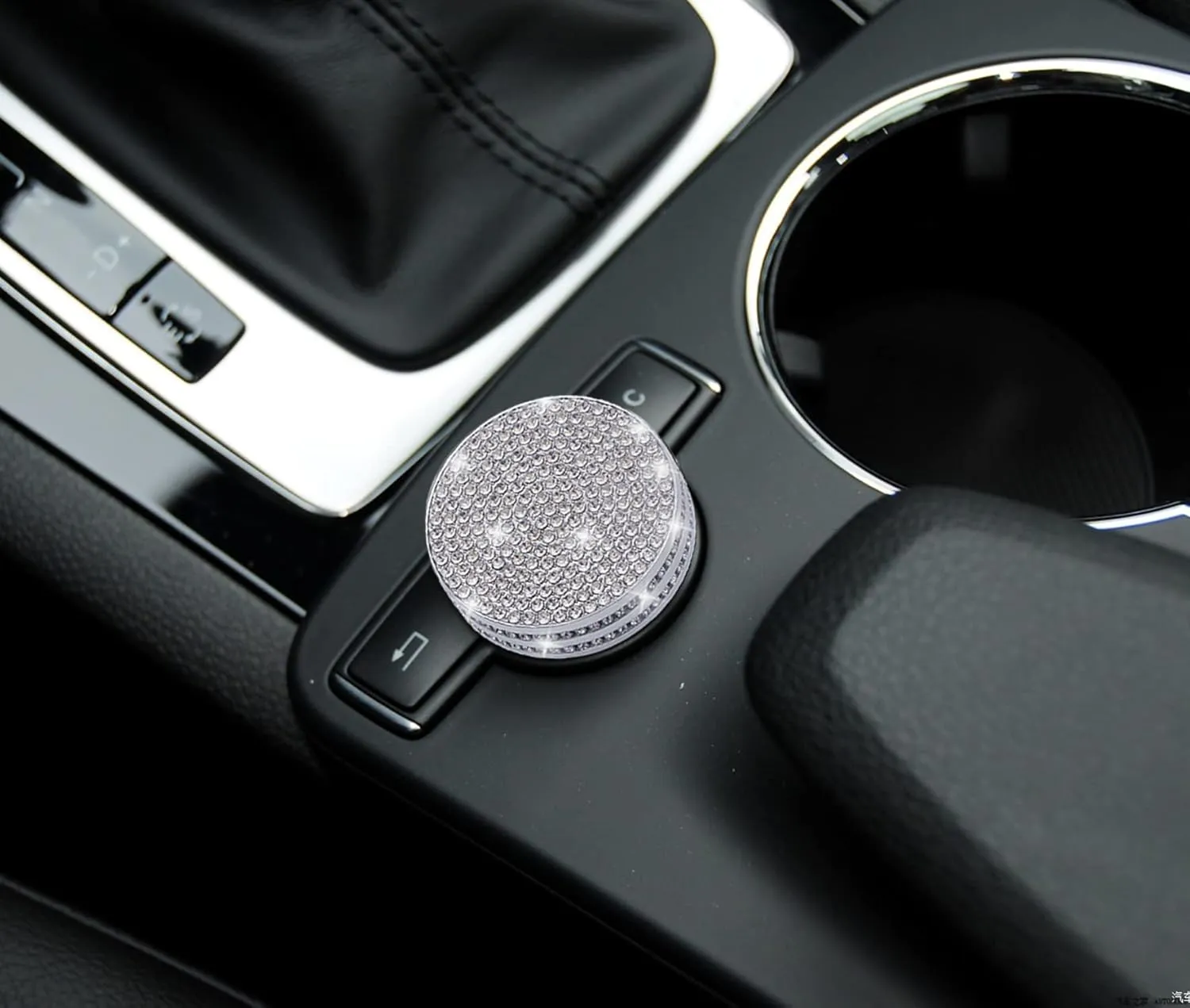 Bling Car Accessories,Center Control Multimedia Button Bling Crystal Emblem Compatible with Mercedes-Benz, Shiny Accessories Parts Logo Sticker Badge Decals Covers Interior Decorations