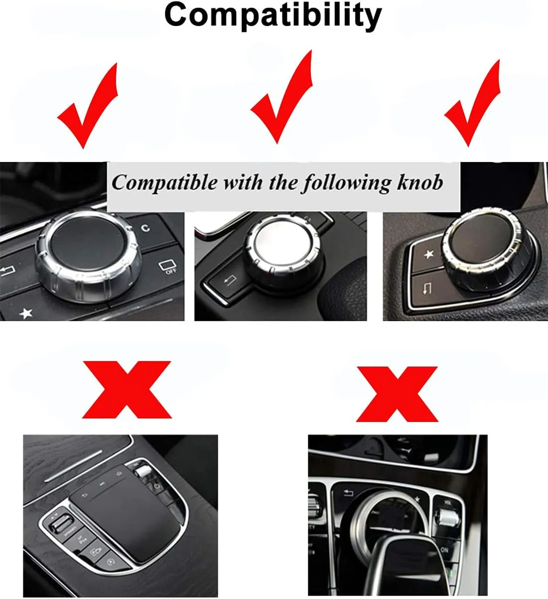 Bling Car Accessories,Center Control Multimedia Button Bling Crystal Emblem Compatible with Mercedes-Benz, Shiny Accessories Parts Logo Sticker Badge Decals Covers Interior Decorations