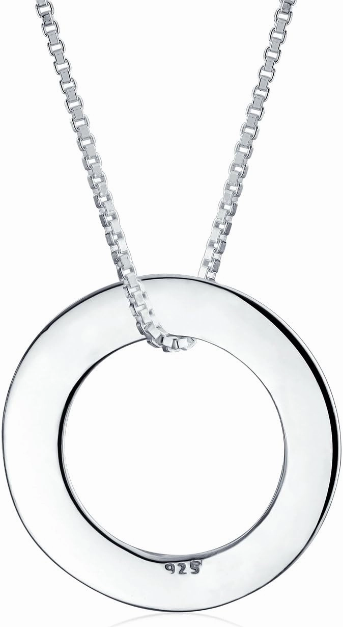 Bling Jewelry Word Inspirational Quote Sayings Circle Sisters Friends Pendant Necklace For Women Rose Gold Plated .925 Sterling Silver
