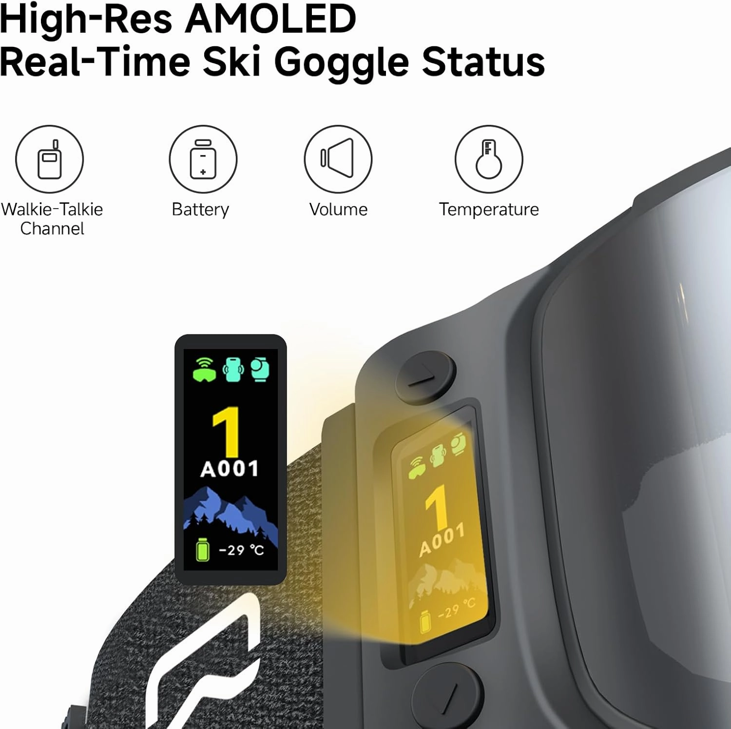 Bluetooth Smart Ski Goggles with Walkie-Talkie for Adult-Anti Fog Snowboard Goggles with Play Music,Answer Calls
