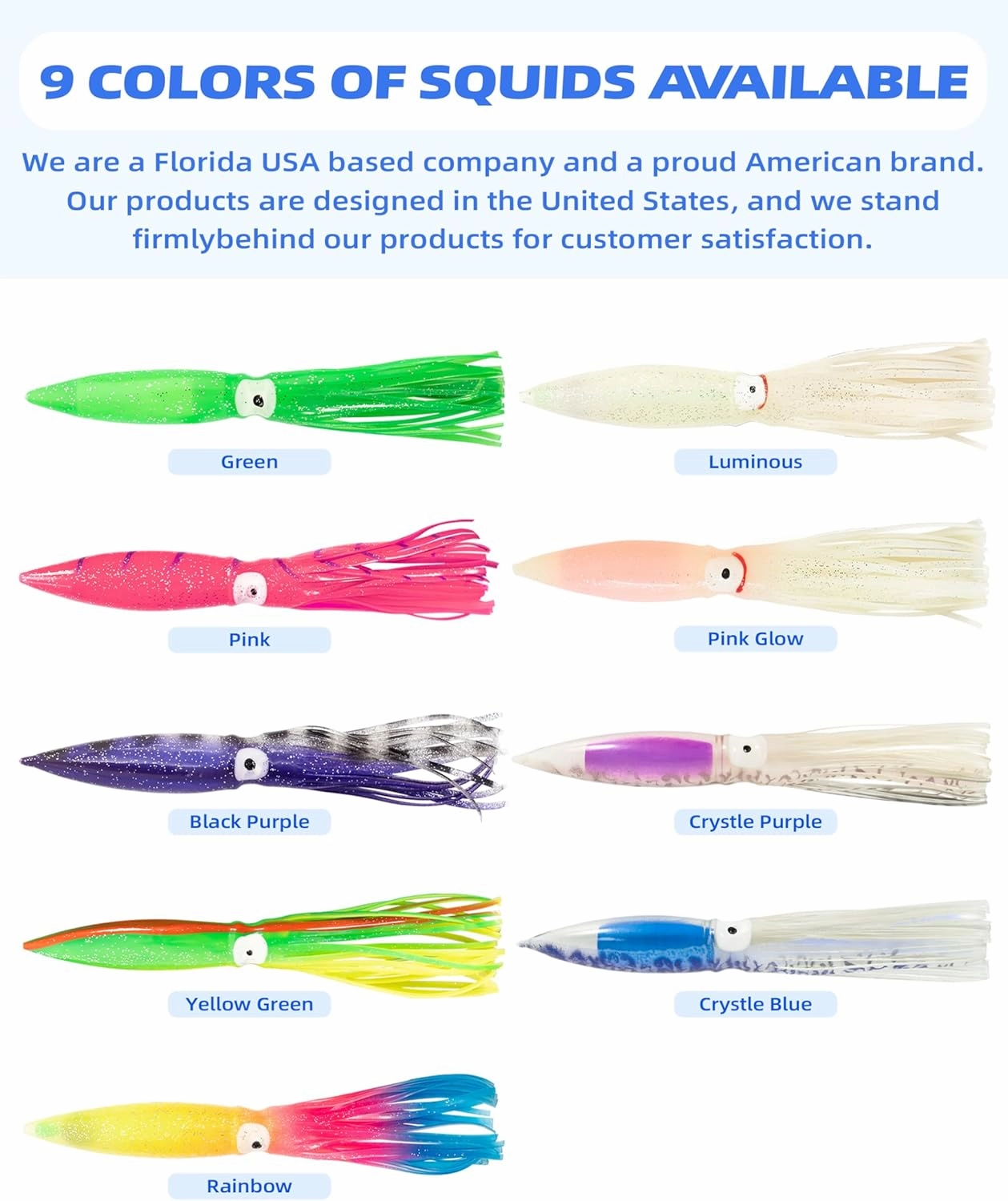 BLUEWING 18"/36" Fishing Spreader Bar Formation with 6"/9" Floating Squids and 316 Stainless Steel Rod Offshore for Wahoo Tuna Marlin Mahi, Includes Mesh Bag