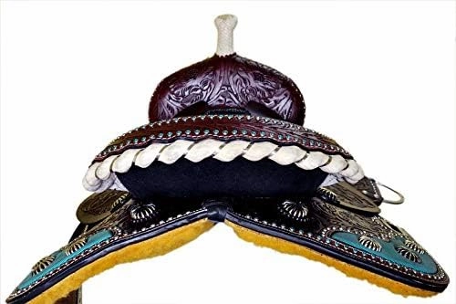 BNB International Western Barrel Racing Horse Saddles Trail Equestrian Pony & Adult Classic Quality Premium Leather for Horse Riding Size:10-18 inches Seat Available BRL215