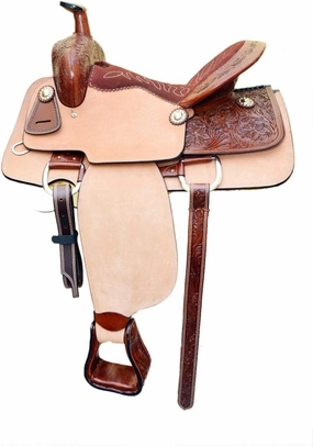 BNB International Western Barrel Racing Horse Saddles Trail Equestrian Pony & Adult Classic Quality Premium Leather for Horse Riding Size:10-18 inches Seat Available BRL279
