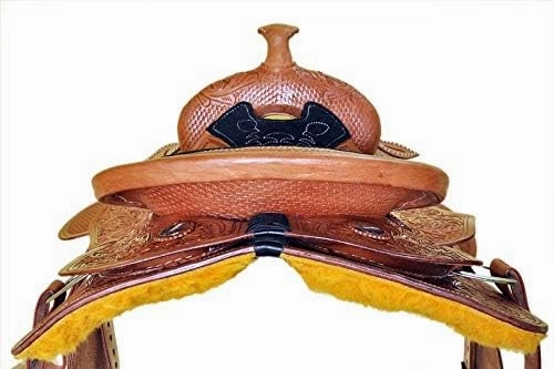 BNB International Western Barrel Racing Horse Saddles Trail Equestrian Pony & Adult Classic Quality Premium Leather for Horse Riding Size:10-18 inches Seat Available BRL284