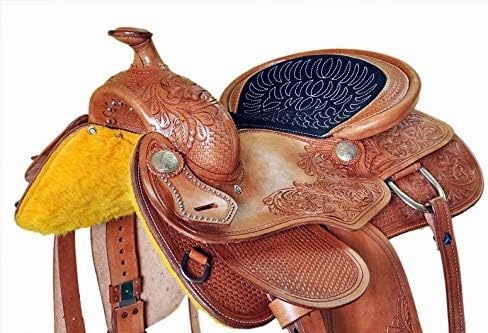 BNB International Western Barrel Racing Horse Saddles Trail Equestrian Pony & Adult Classic Quality Premium Leather for Horse Riding Size:10-18 inches Seat Available BRL284