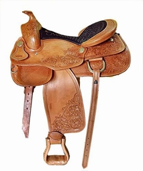 BNB International Western Barrel Racing Horse Saddles Trail Equestrian Pony & Adult Classic Quality Premium Leather for Horse Riding Size:10-18 inches Seat Available BRL284