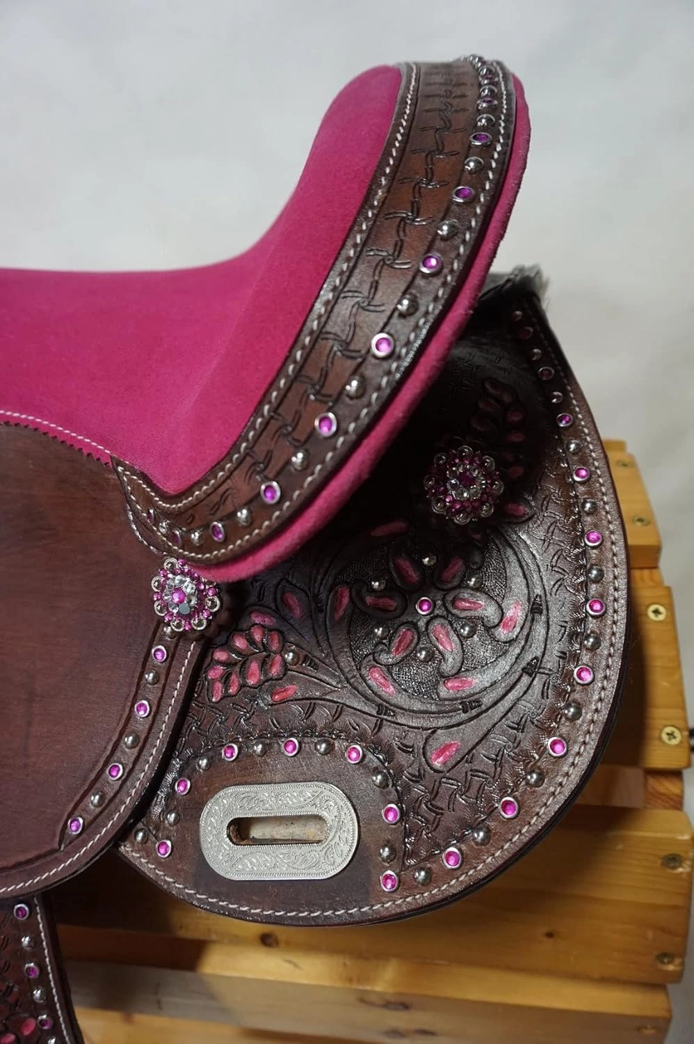 BNB International Western Barrel Racing Horse Saddles Trail Equestrian Pony & Adult Classic Quality Premium Leather for Horse Riding Size:10-18 inches Seat Available BRL295