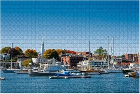 Boats moored Camden Maine Harbor 1000 Piece Wooden Jigsaw Puzzles Adults Kids DIY Educational Puzzle Colorful Large Artwork Decompression Toy Game Gift Home Decor