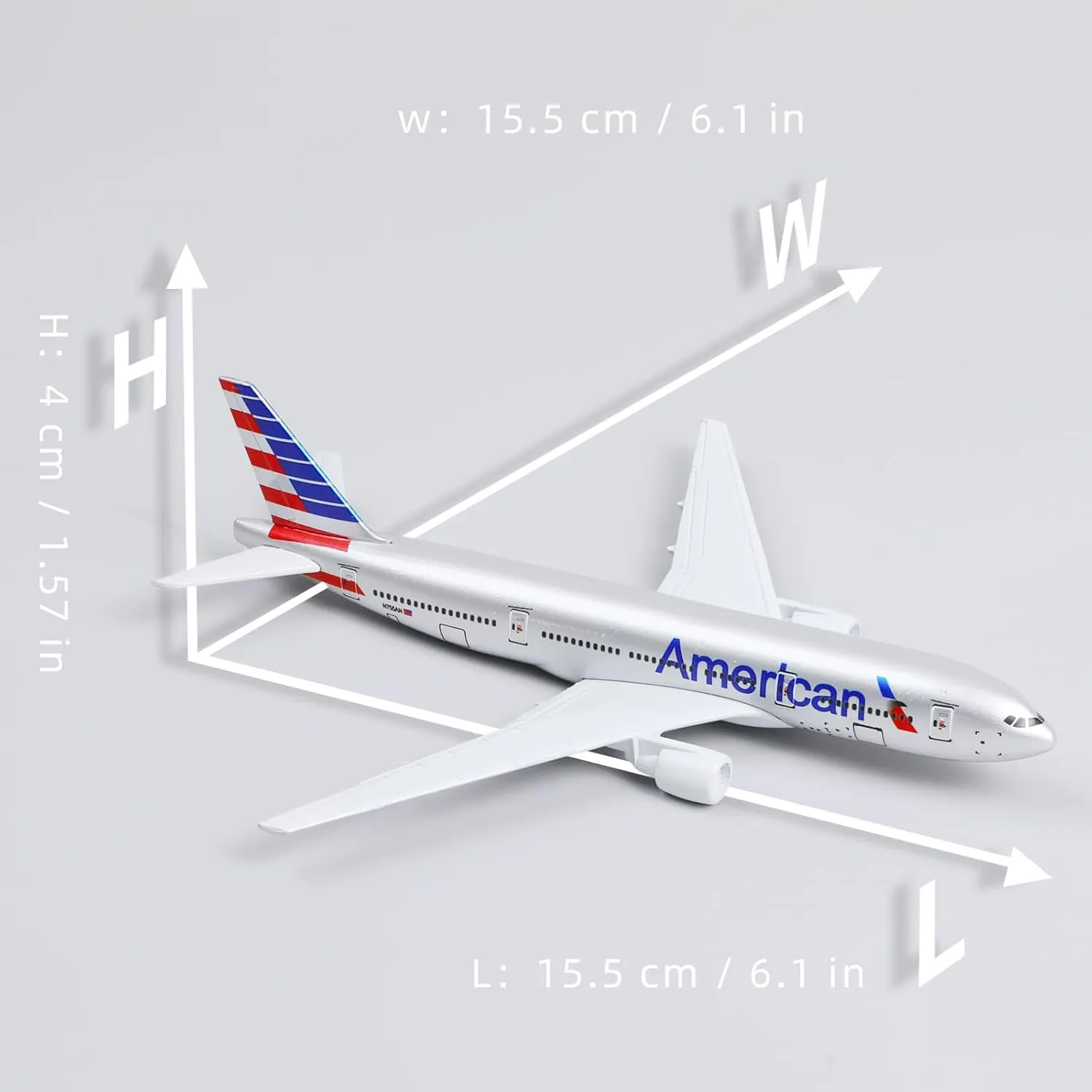 Boeing 777 AA Airlines 1/400 Diecast Metal Airplane Model with Stand -Airlines Alloy Model Plane (6 inches Long) Display Collectible Model Kit for Aviation Enthusiast Gift