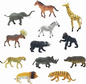 Boley 12 Piece Jumbo Safari Animal Set - Educational Zoo Animals and Jungle Animals for Kids, Children, Toddlers - Includes Elephant, Horse, Giraffe, Moose, Zebra, Bear, Gorilla, Tiger, Rhino, Lion