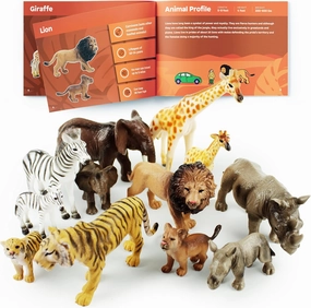 Boley Jungle Safari Animal Set - 12-Piece Detailed Wildlife Figures for Educational Play - Durable Kids Toys Including Elephants, Giraffe, Lion, Tiger, Zebra - Ideal for Party Favors & Classroom