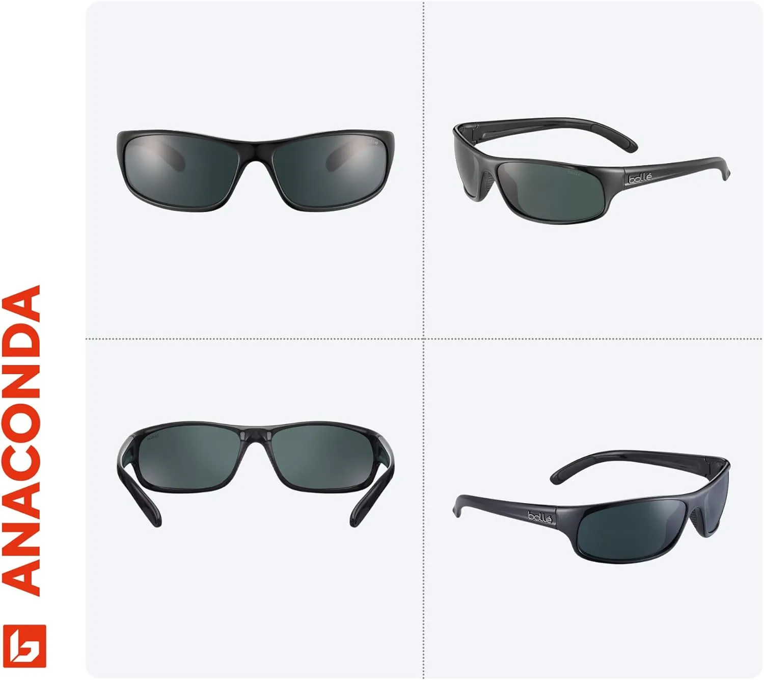 bollé Anaconda 64MM Wrap Around Sunglasses for Men   BUNDLE With Designer iWear Complimentary Eyewear Kit
