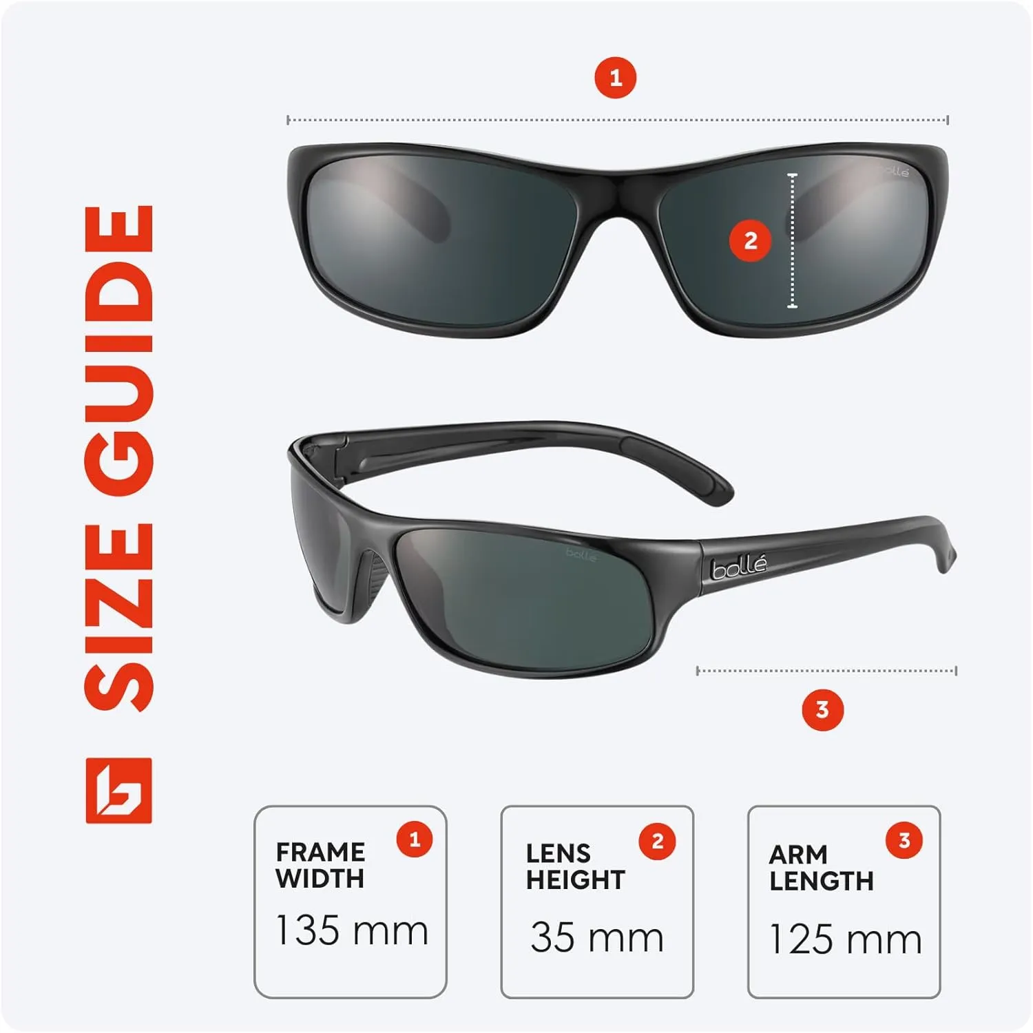bollé Anaconda 64MM Wrap Around Sunglasses for Men   BUNDLE With Designer iWear Complimentary Eyewear Kit