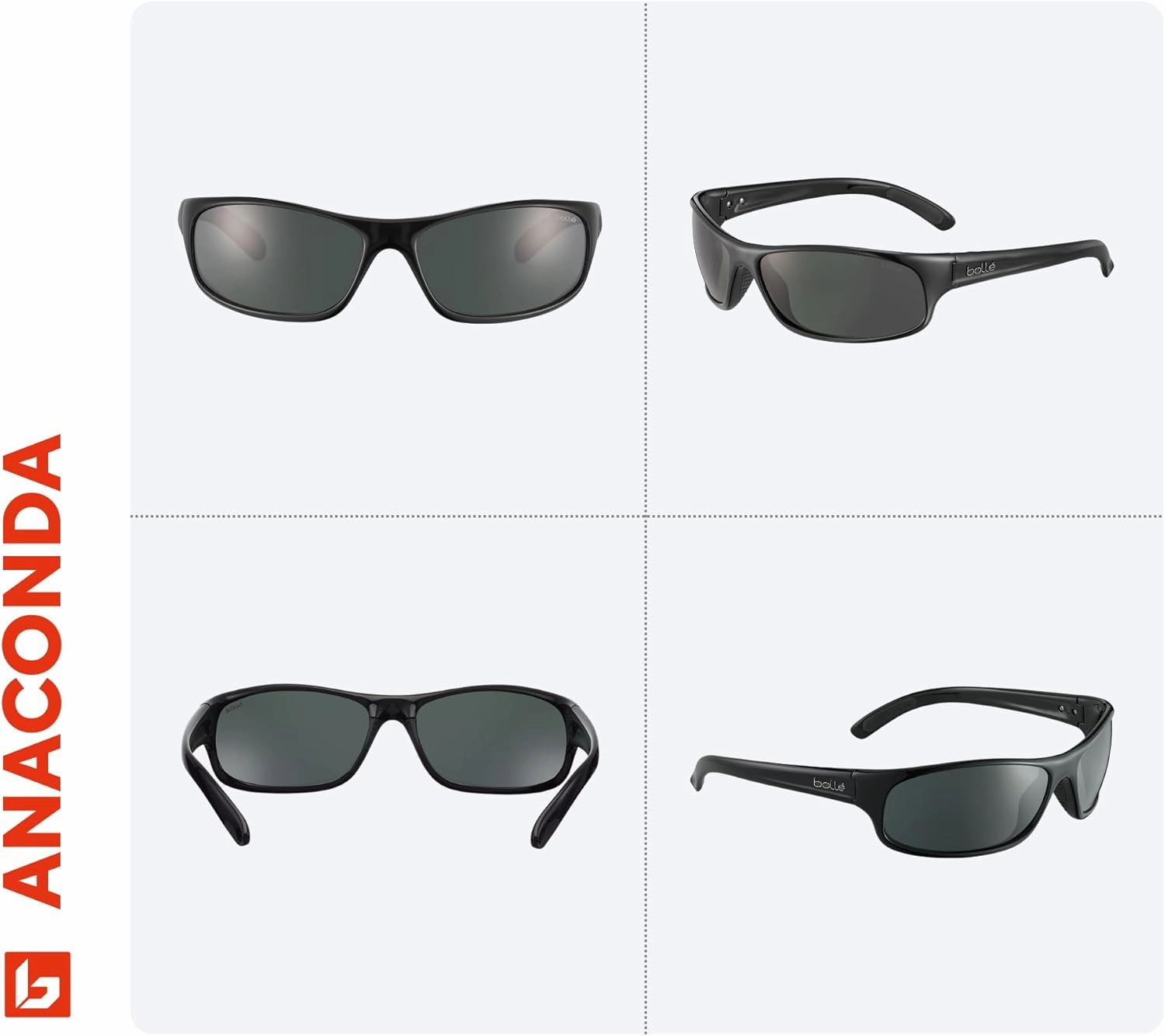 bollé Anaconda 64MM Wrap Around Sunglasses for Men   BUNDLE With Designer iWear Complimentary Eyewear Kit