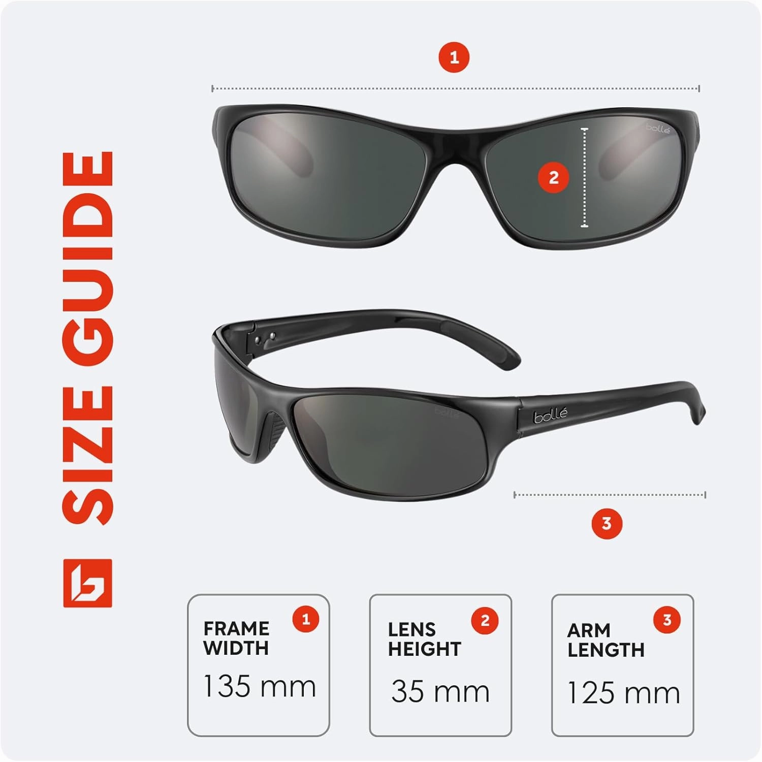 bollé Anaconda 64MM Wrap Around Sunglasses for Men   BUNDLE With Designer iWear Complimentary Eyewear Kit