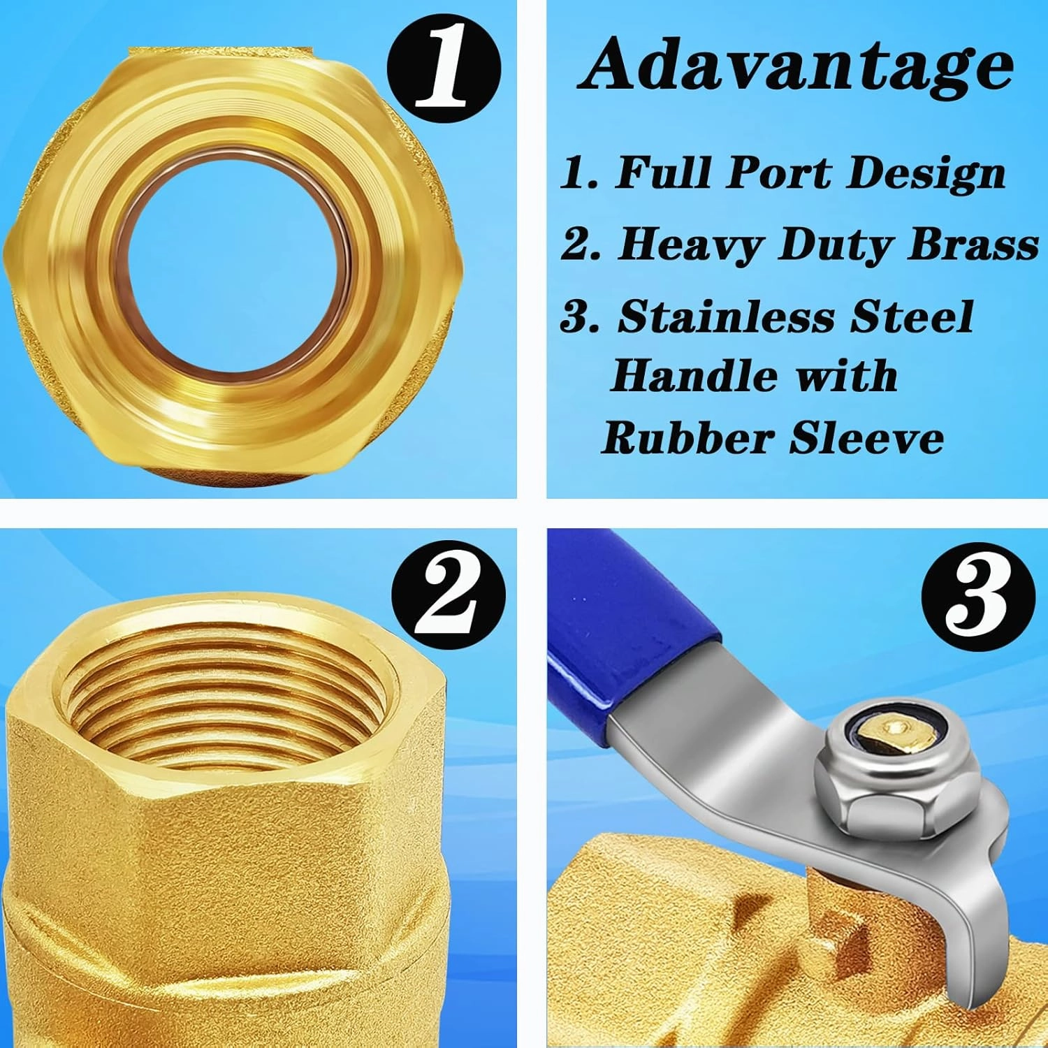Boltigen 3/4 inch Forged Brass Ball Valve, 2Pack Heavy Duty Full Port Shut Off Valve with Double Female NPT Threaded, 600 WOG Long Handle Metal Plumbing Full Bore Control Valve Pipe Connector Fitting