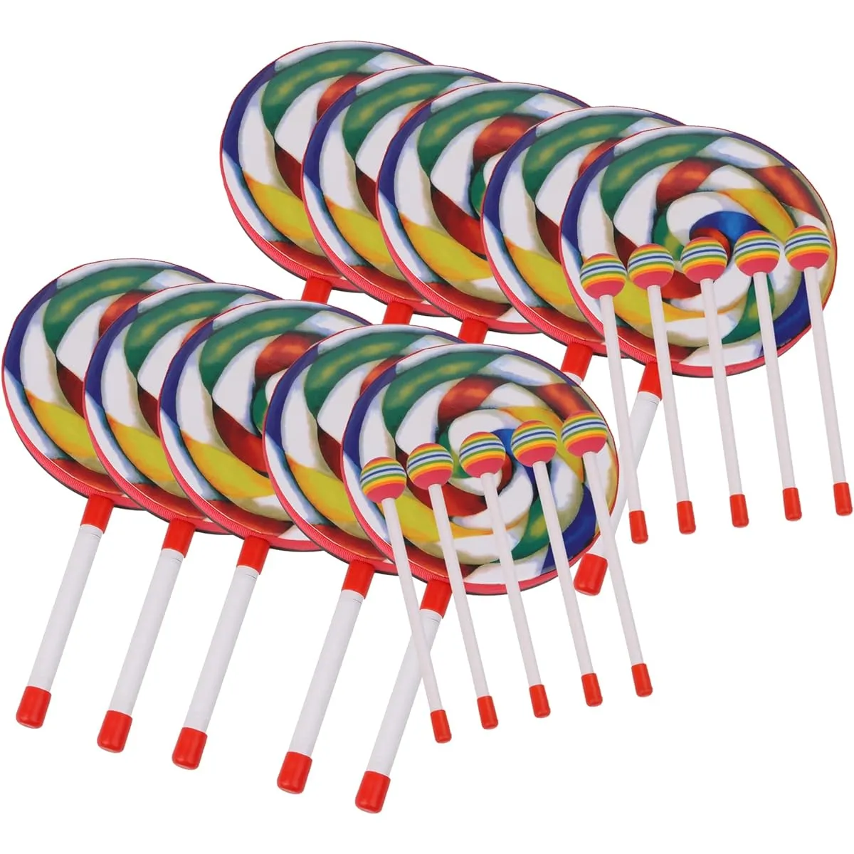 BQLZR Plastic Hand Drums Colorful Hammer Instruments 7.9x14.3 Inch Pack of 10