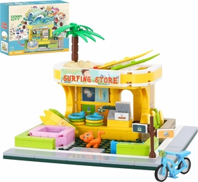 BRICK STORY Beach Surfer Shop Building Blocks Toys 306 Pieces Friends Beach Vacation Beach Store with Surfing Accessories Building Set Gift for Kids Boys and Girls Aged 6 