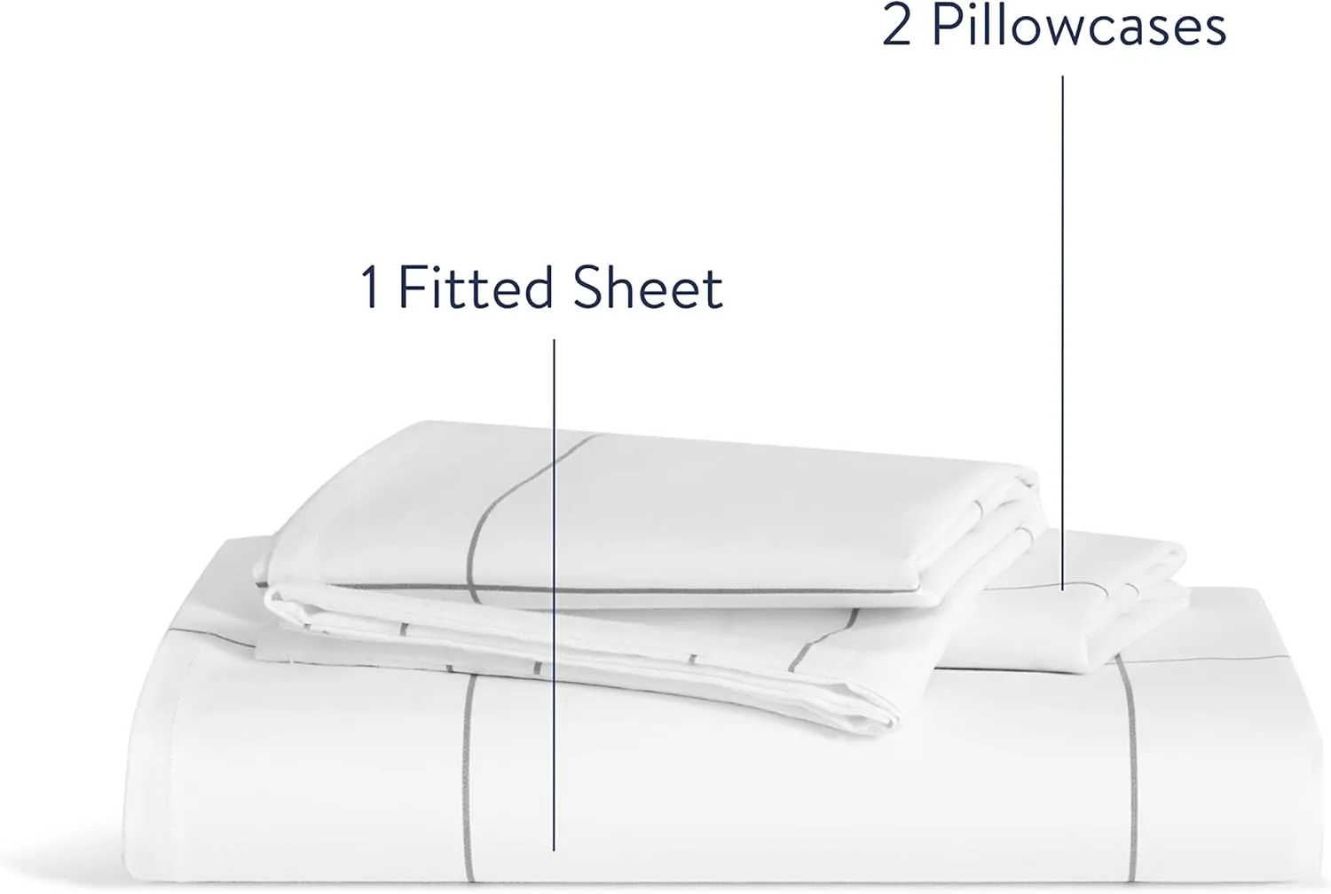 Brooklinen Luxury Sateen 3 Piece Sheet Set - No Flat Sheet Set, 100% Cotton, California King Size in Windowpane - 1 Fitted Sheet and 2 Pillowcases | Best Luxury Sheets