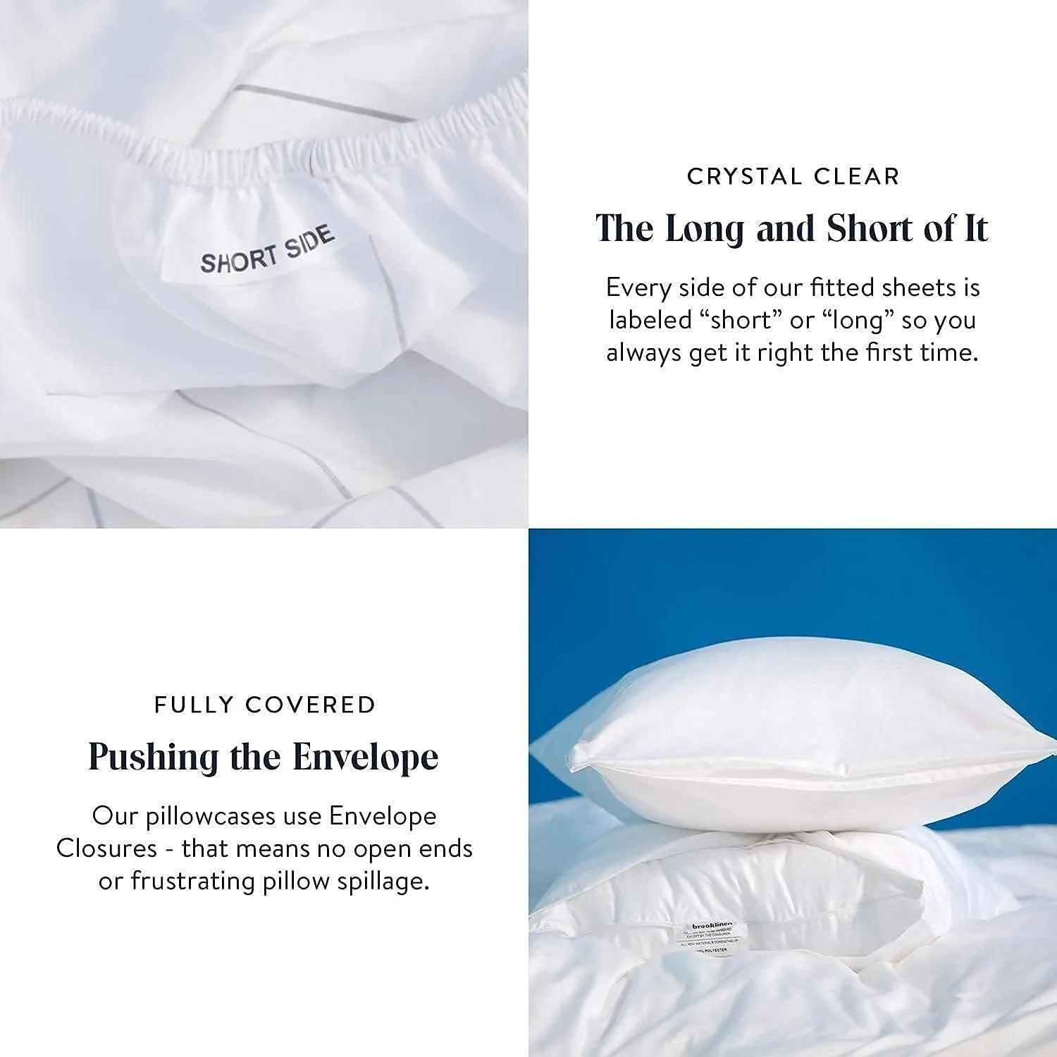Brooklinen Luxury Sateen 3 Piece Sheet Set - No Flat Sheet Set, 100% Cotton, California King Size in Windowpane - 1 Fitted Sheet and 2 Pillowcases | Best Luxury Sheets