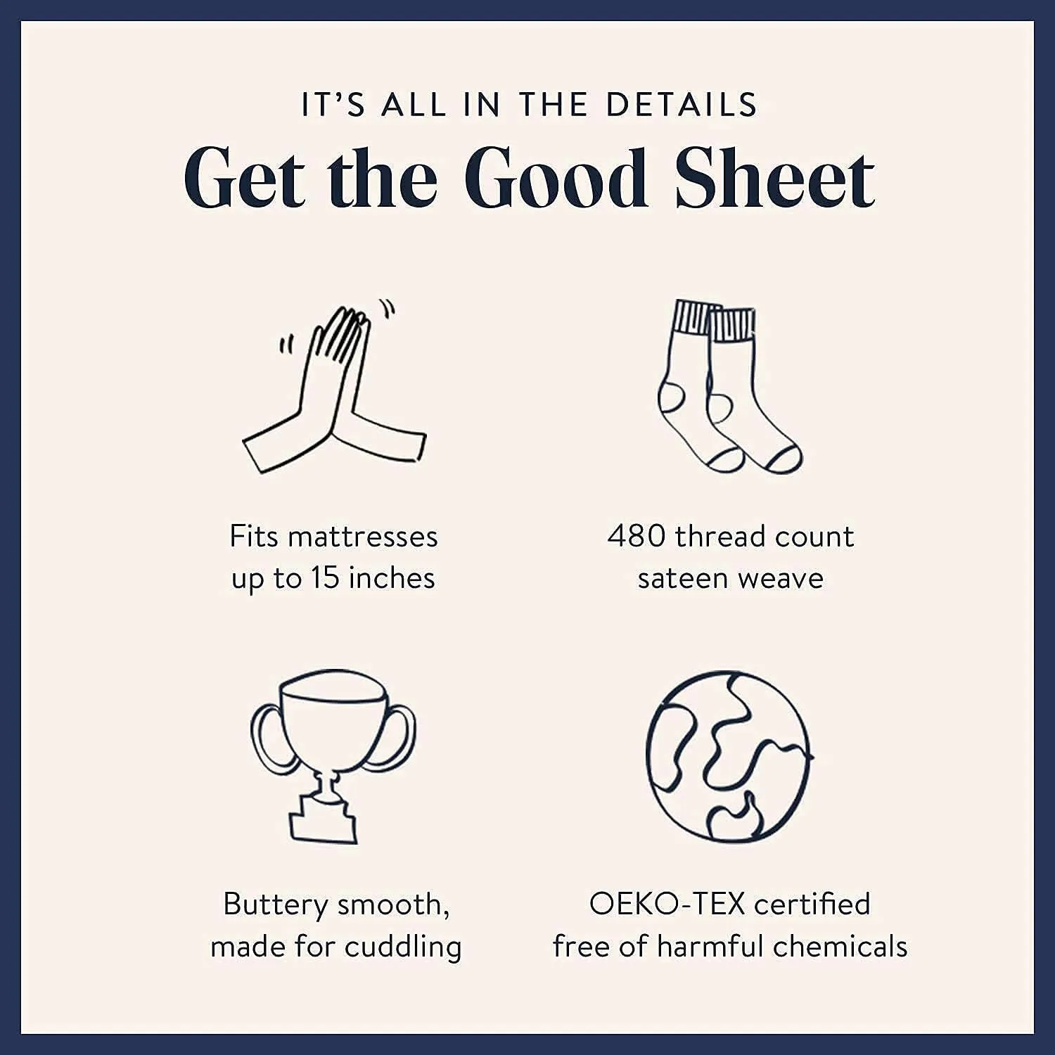 Brooklinen Luxury Sateen 3 Piece Sheet Set - No Flat Sheet Set, 100% Cotton, California King Size in Windowpane - 1 Fitted Sheet and 2 Pillowcases | Best Luxury Sheets