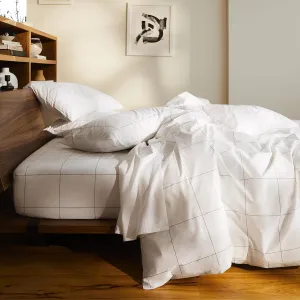 Brooklinen Luxury Sateen 3 Piece Sheet Set - No Flat Sheet Set, 100% Cotton, California King Size in Windowpane - 1 Fitted Sheet and 2 Pillowcases | Best Luxury Sheets