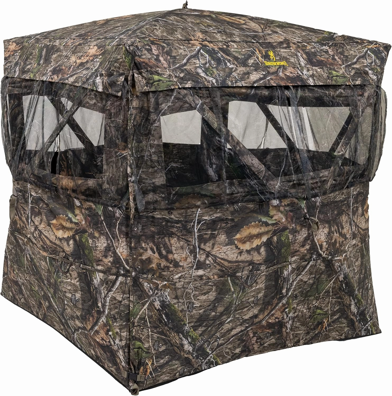 Browning Eclipse Tent Hunting Blind Featuring 360 Degree Windows with Silent Open, Durable Fiberglass Poles, Gear Pockets, and Brush Loops for Extra Concealment