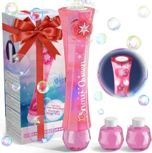 Bubble Wands with LED Light - Rechargeable Bubbles Machine/Glow Stick(2 in 1), Include Bubble Solutions - Outdoor Toys for Toddlers/Kids, Gifts for Girls Ages 3  Year Old Birthday Party Gift