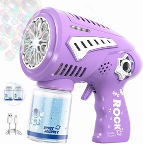 Bubble Gun - Bubble Machine with Larger Bubbles Design - Type-C Rechargeable & LED Light - Party Birthday Favor Easter Gifts Outdoor Toys for Kids Ages 4-8 Boys Girls